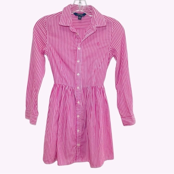 Polo by Ralph Lauren Pink Striped Girls dress size 10 - Picture 1 of 8